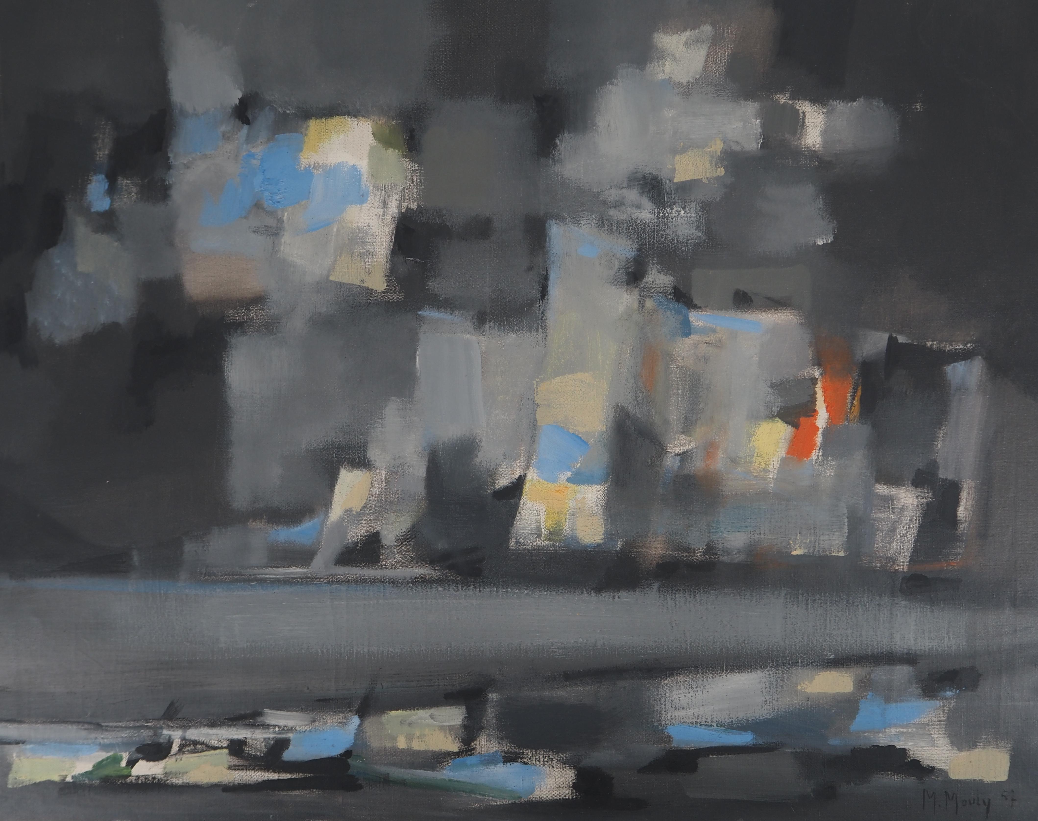 Paesaggio marino: la tempesta è in arrivo - Olio originale su tela, firmato - Painting Moderno di Marcel Mouly