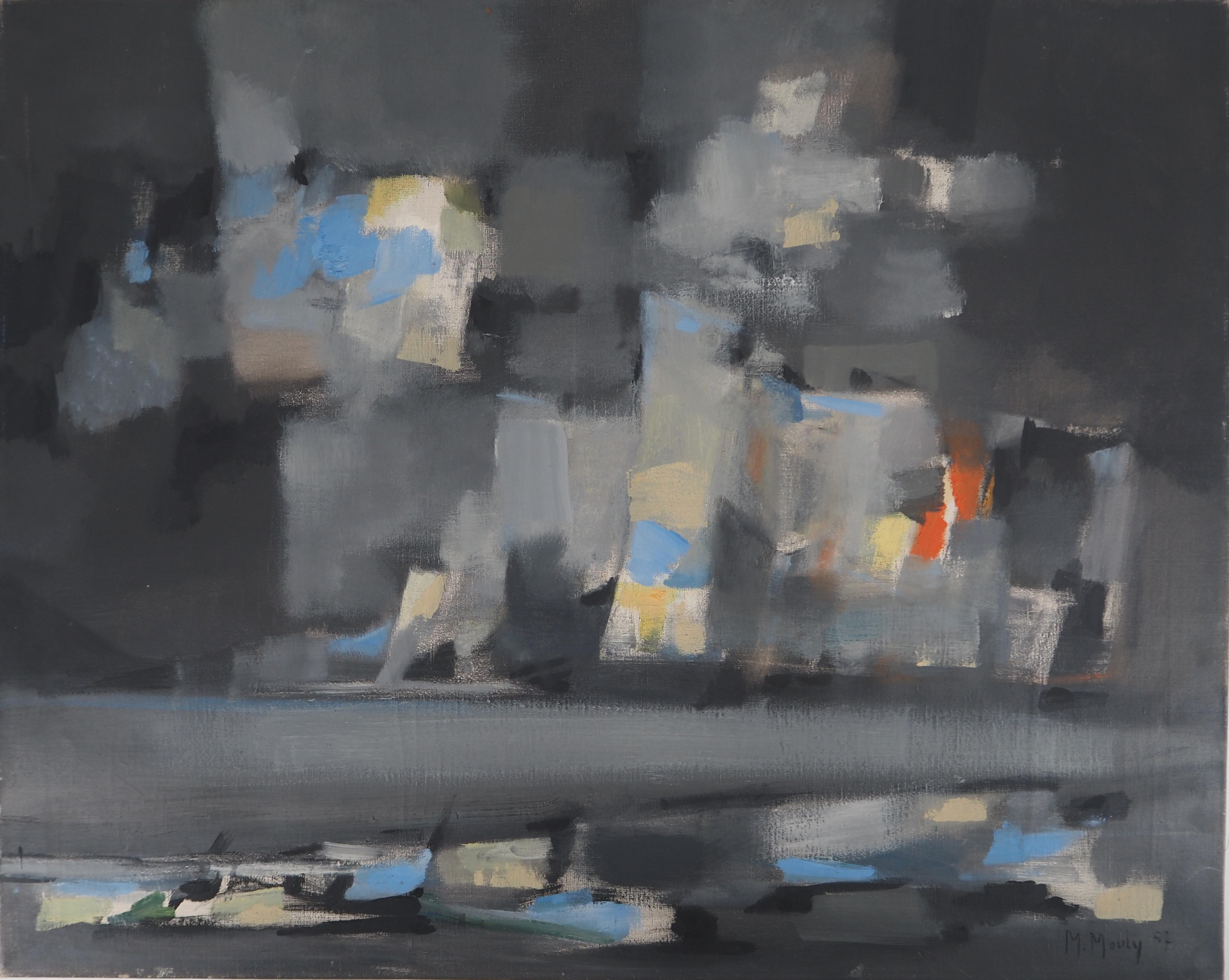 Landscape Painting di Marcel Mouly - Paesaggio marino: la tempesta è in arrivo - Olio originale su tela, firmato