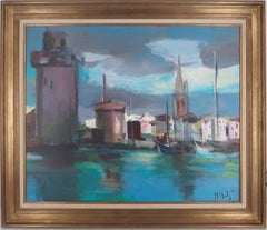 The Old Harbour on the Atlantic - Original oil painting on canvas, Handsigned
