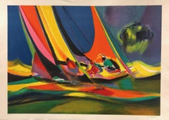 "Deux Voiliers" Limited Edition Lithograph, E/A-Pencil-Signed by Artist