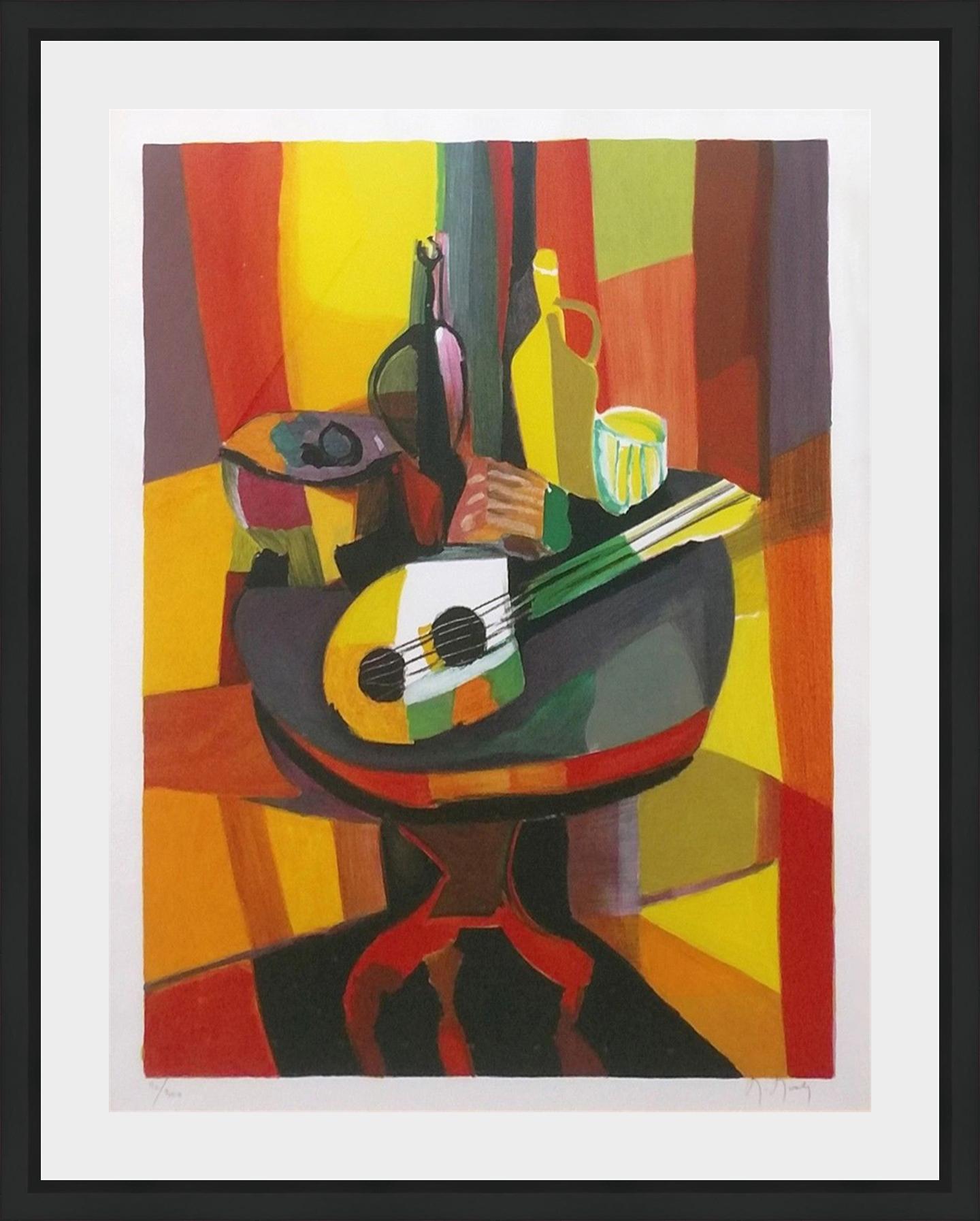 GUITARE SUR GUERIDON - Print by Marcel Mouly