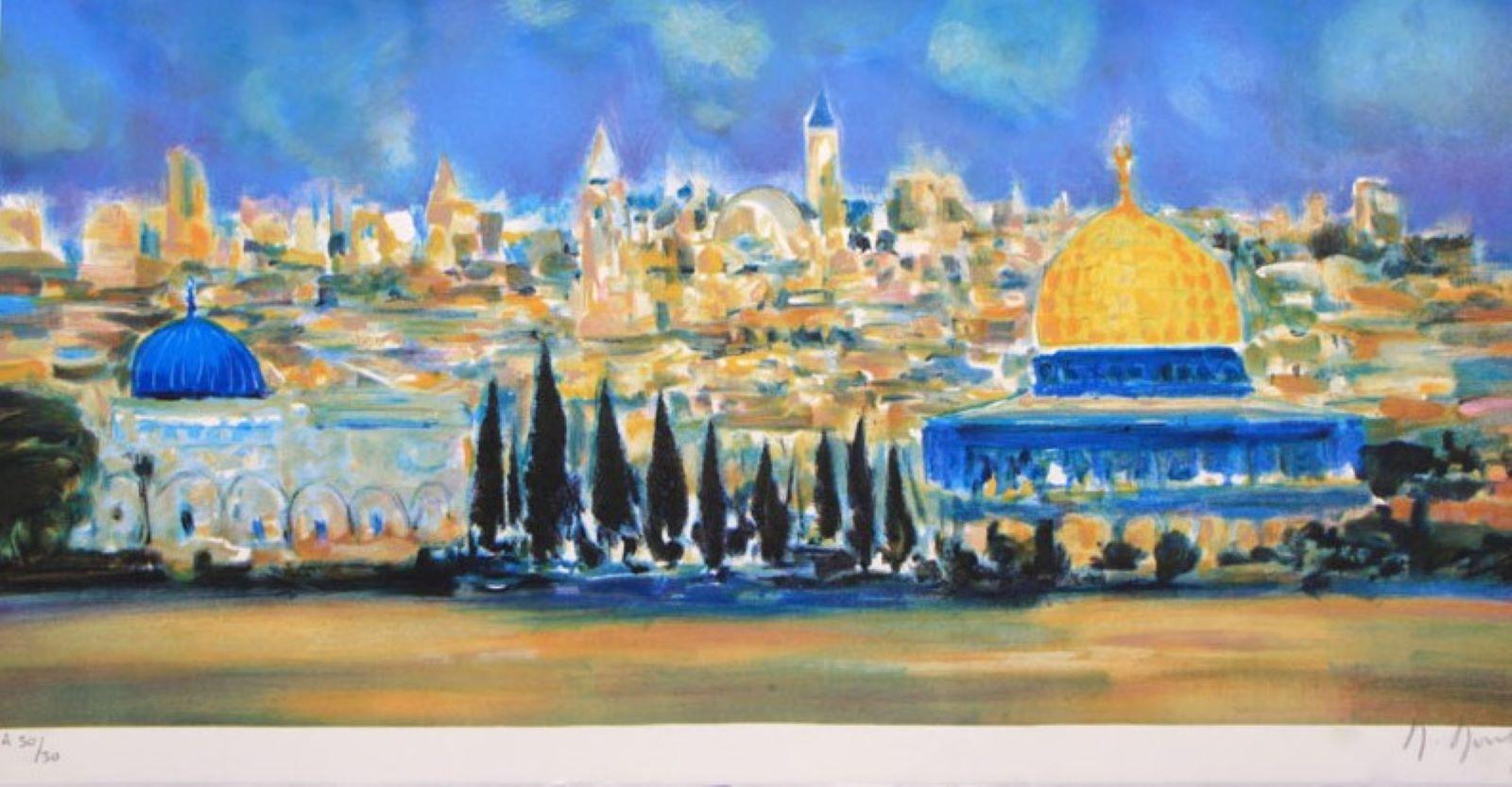 Marcel Mouly Abstract Print - "Jerusalem" Limited Edition Lithograph (EA 30/30) Pencil-Signed by Artist