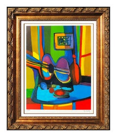 Marcel Mouly Color Lithograph Original Hand Signed Cubism Still Life Modern Art