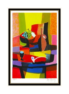 Marcel Mouly Original Color Lithograph Hand Signed Cubism Still Life Modern Art