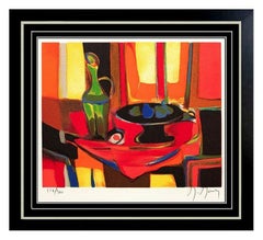 Marcel Mouly Original Color Lithograph HAND SIGNED Still Life Cubism Artwork SBO