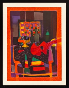 Nature Morte a La Guitare, Hand Signed Lithograph, Edition of 300, Framed