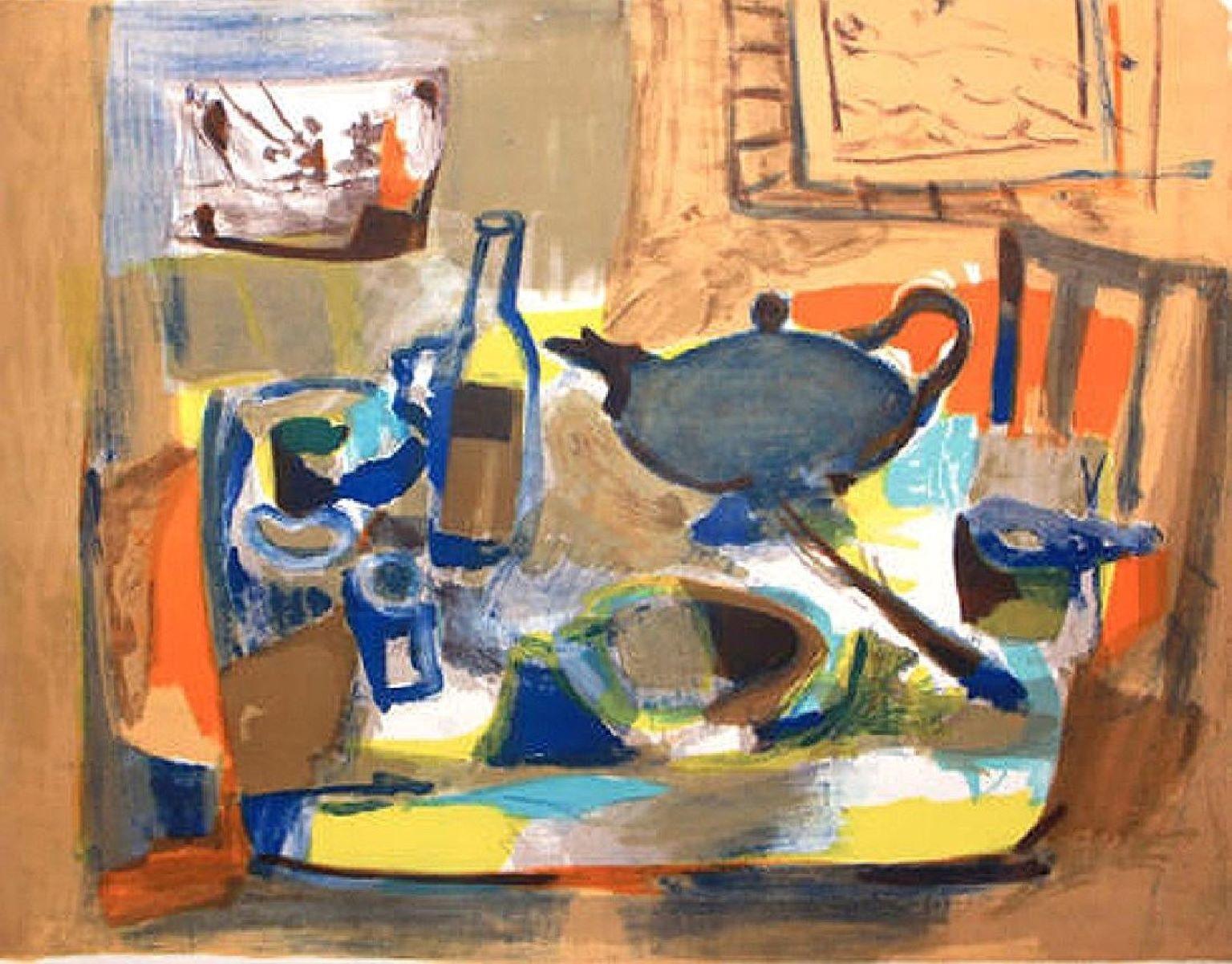 Marcel Mouly Still-Life Print - "Teapot" Signed, Limited Edition Lithograph 53/120