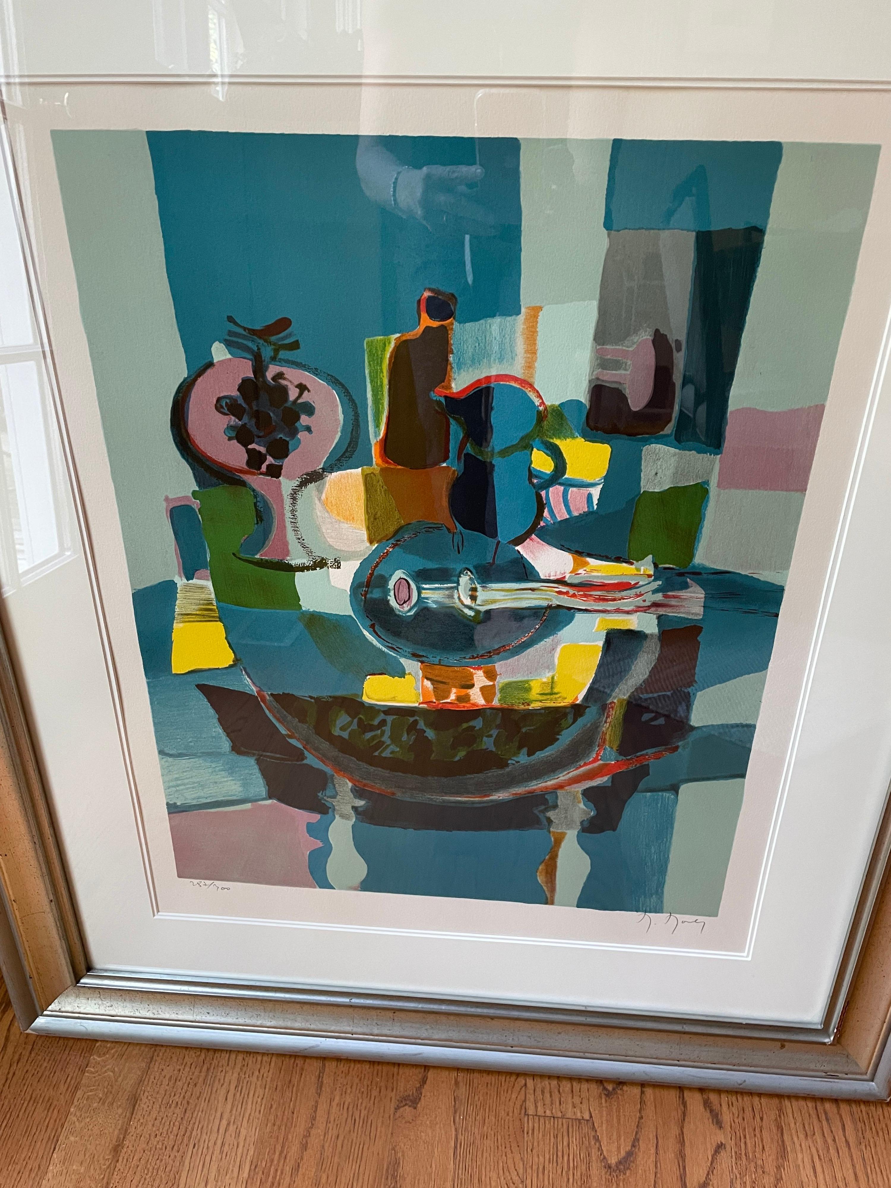 Marcel Mouly Signed and Numbered Lithograph “Les Mandolin’s en Bleus” In Good Condition In Chicago, IL