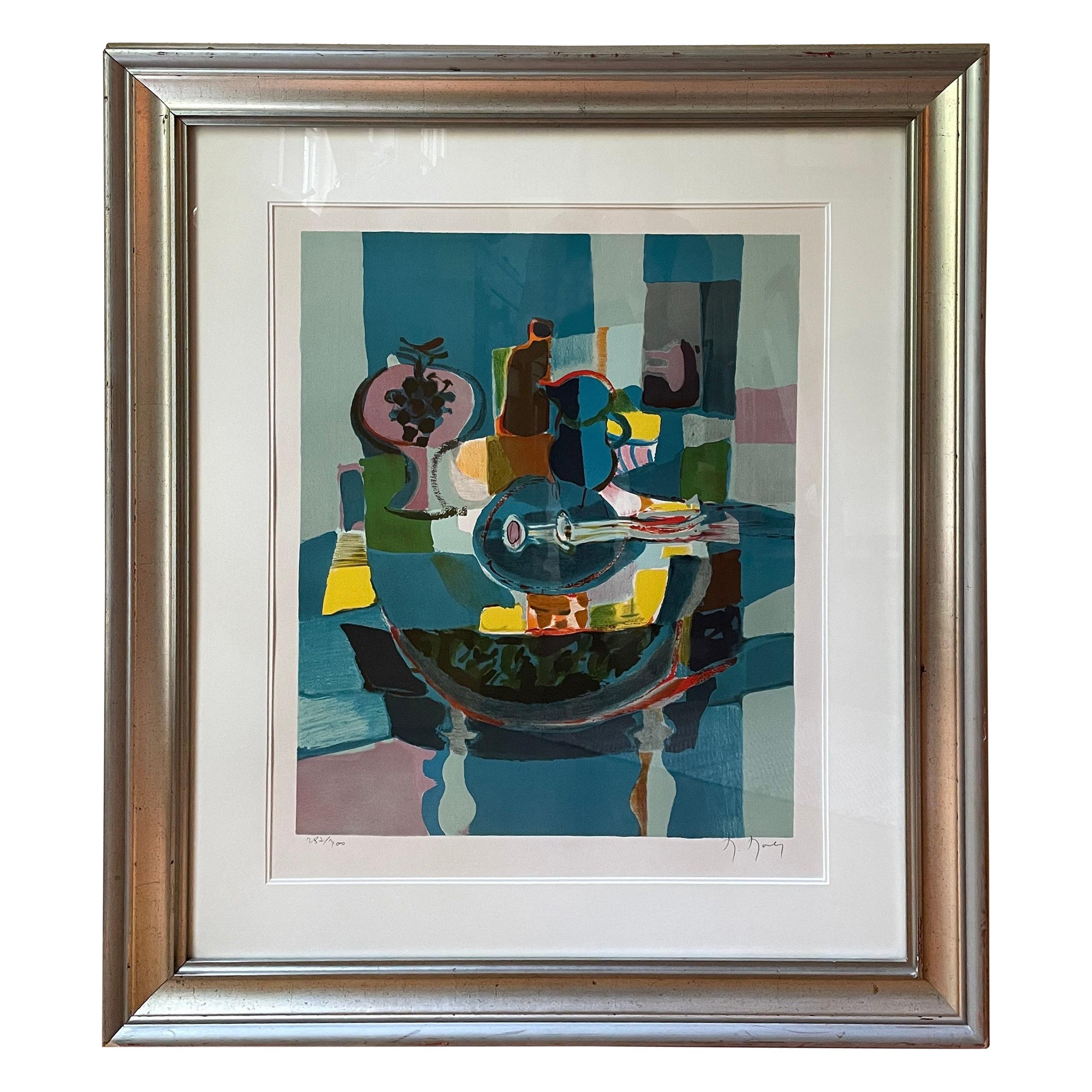 Marcel Mouly Signed and Numbered Lithograph “Les Mandolin’s en Bleus”