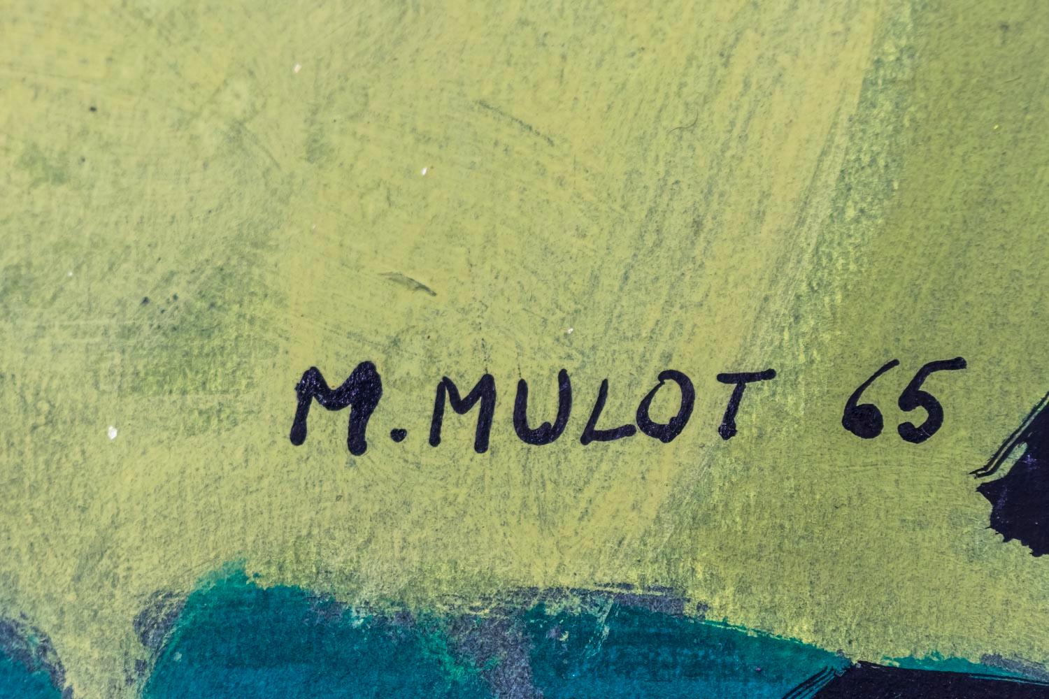 Marcel Mulot, Polychrome abstrakte Gouache in abstrakter Gouache, 1965 (Handbemalt) im Angebot