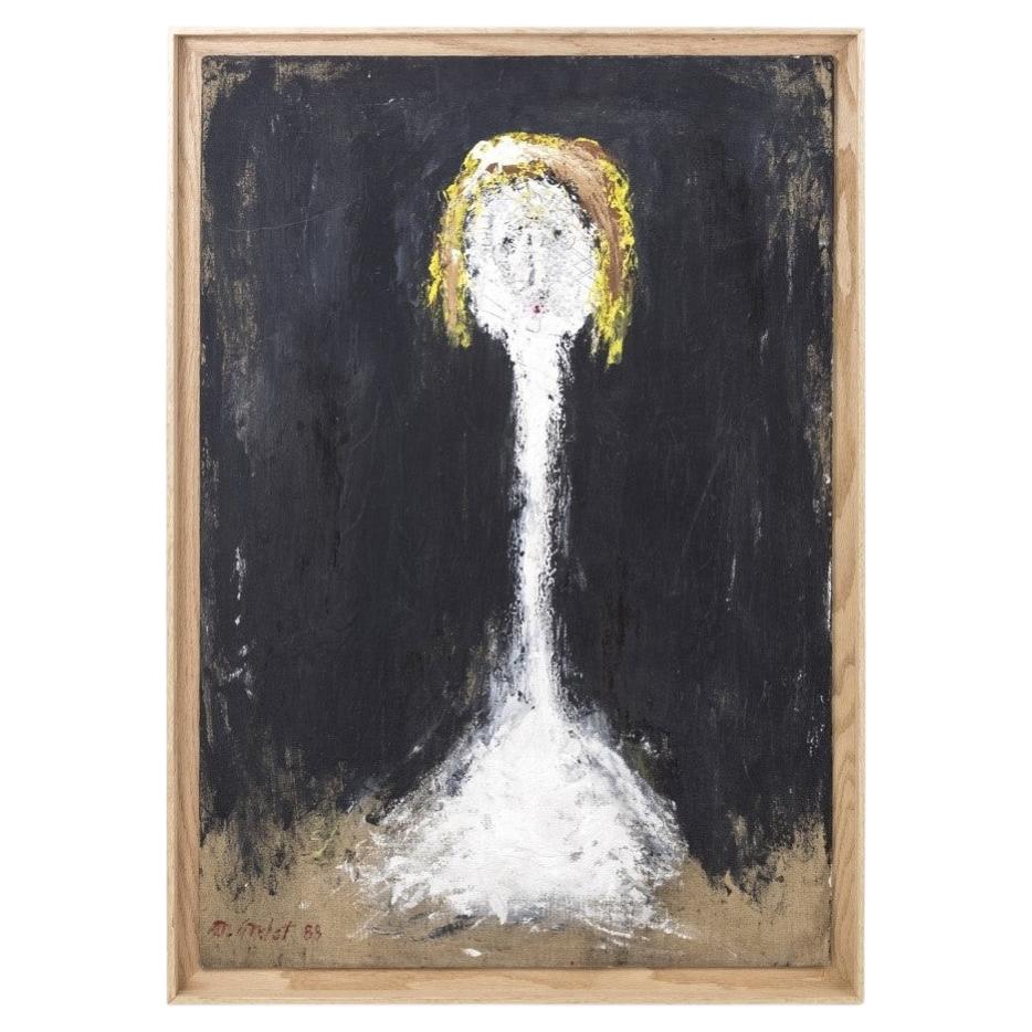 Marcel Mulot, Portrait de femme, gouache sur toile, 1988