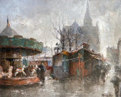 Funfair on a Rainy Day, Marcel Pire, Brussels 1913 - 1981 Opheylissem, Belgian