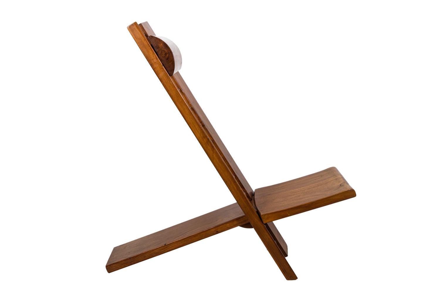 Marcel Ramond, Sillón de estilo africano en olmo, años 80 Primitivo en venta