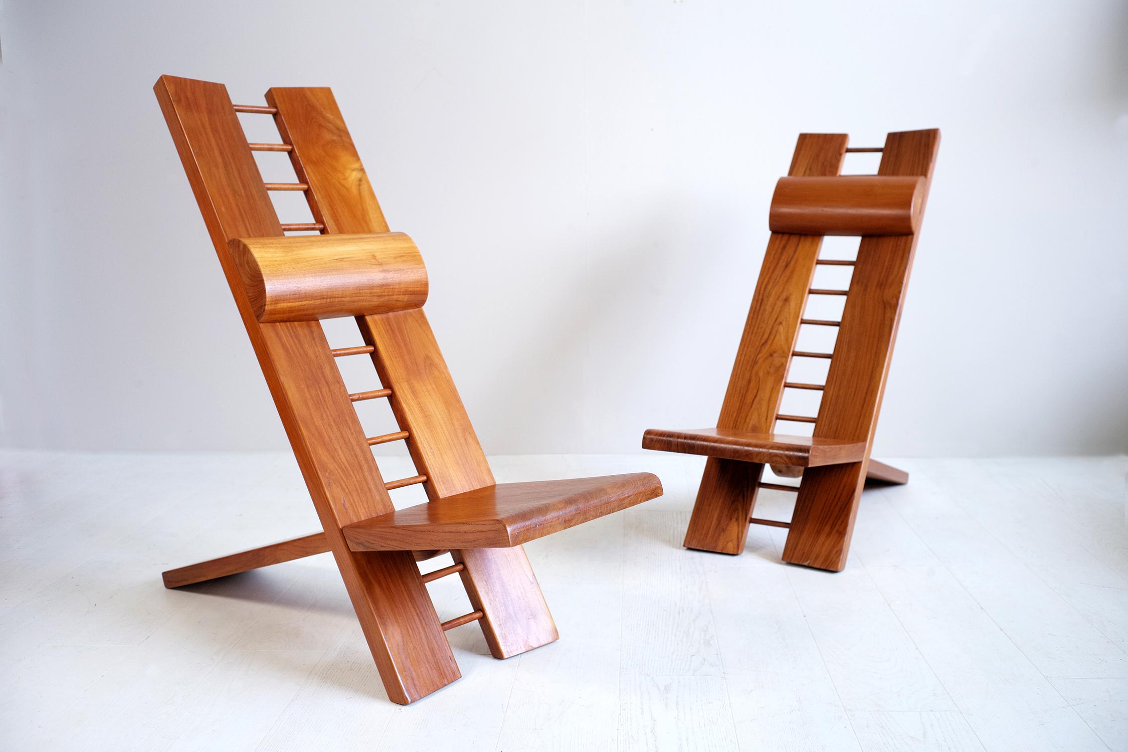 Tribal Paire de fauteuils « Africa » de Marcel Ramond, France, 1970 en vente