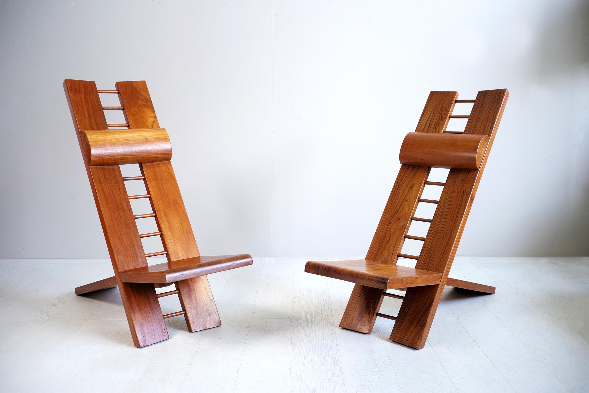 Huilé Paire de fauteuils « Africa » de Marcel Ramond, France, 1970 en vente