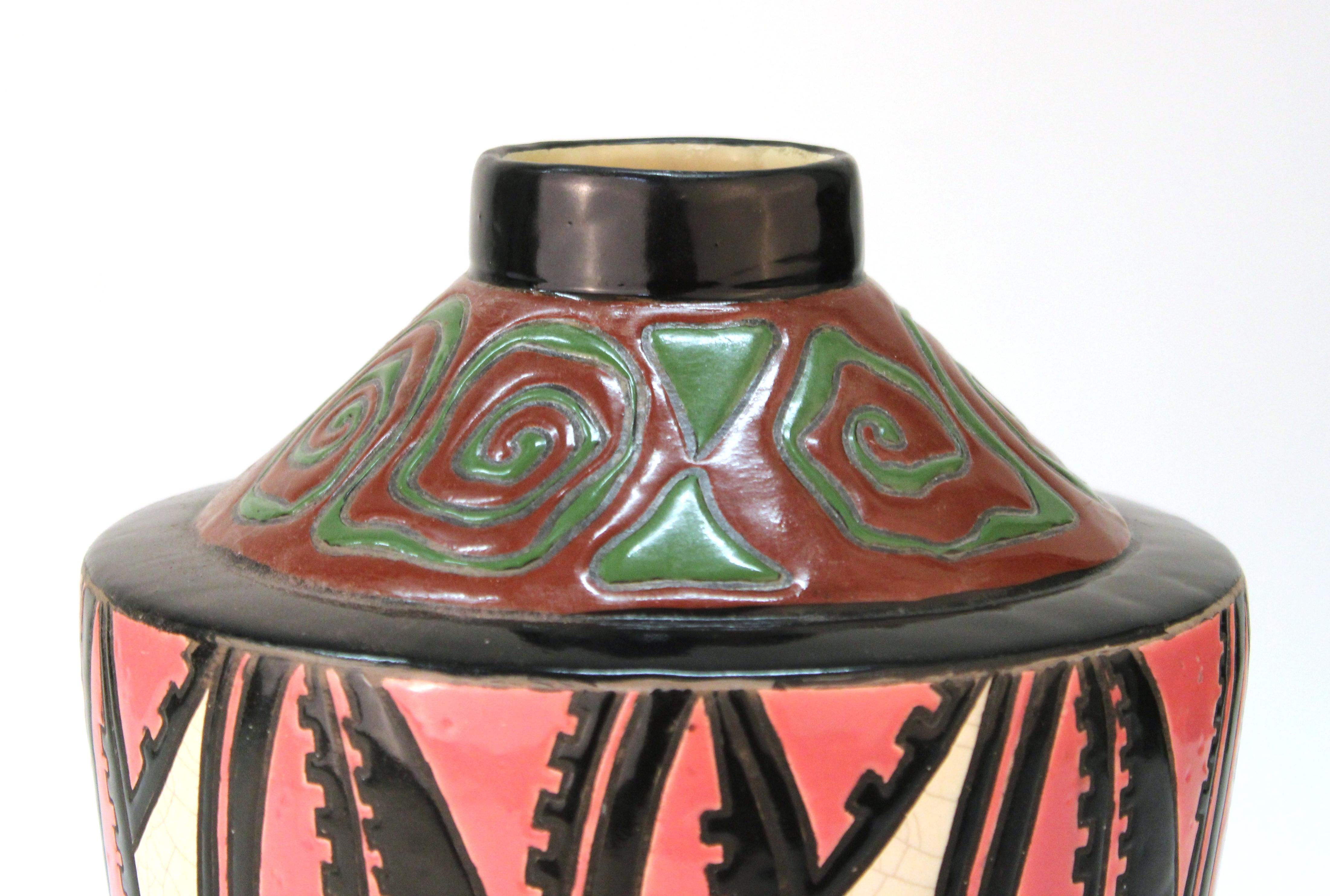 Marcel Renson French Art Deco Ceramic Vase In Good Condition In New York, NY