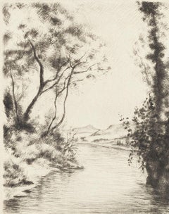 River - Originallithographie von Marcel Roche - Anfang des 20. Jahrhunderts