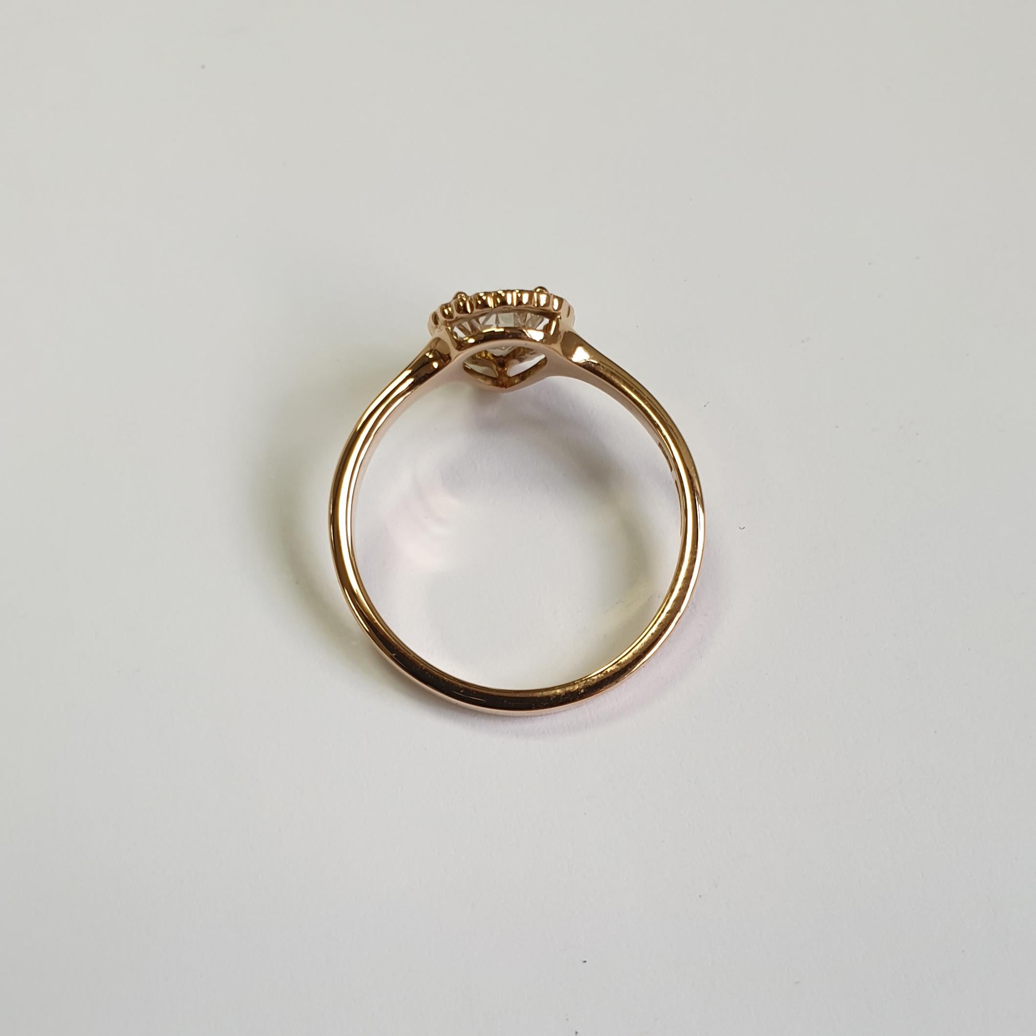 Contemporary 0.70 Carat Champagne Pear Diamond Ring in 18 Karat Rose Gold For Sale