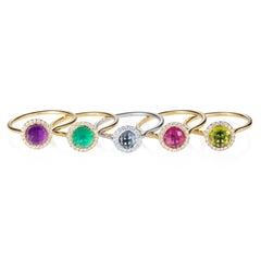 2.16 Carat Checkerboard Pink Tourmaline Halo Ring 18 Karat Yellow Gold