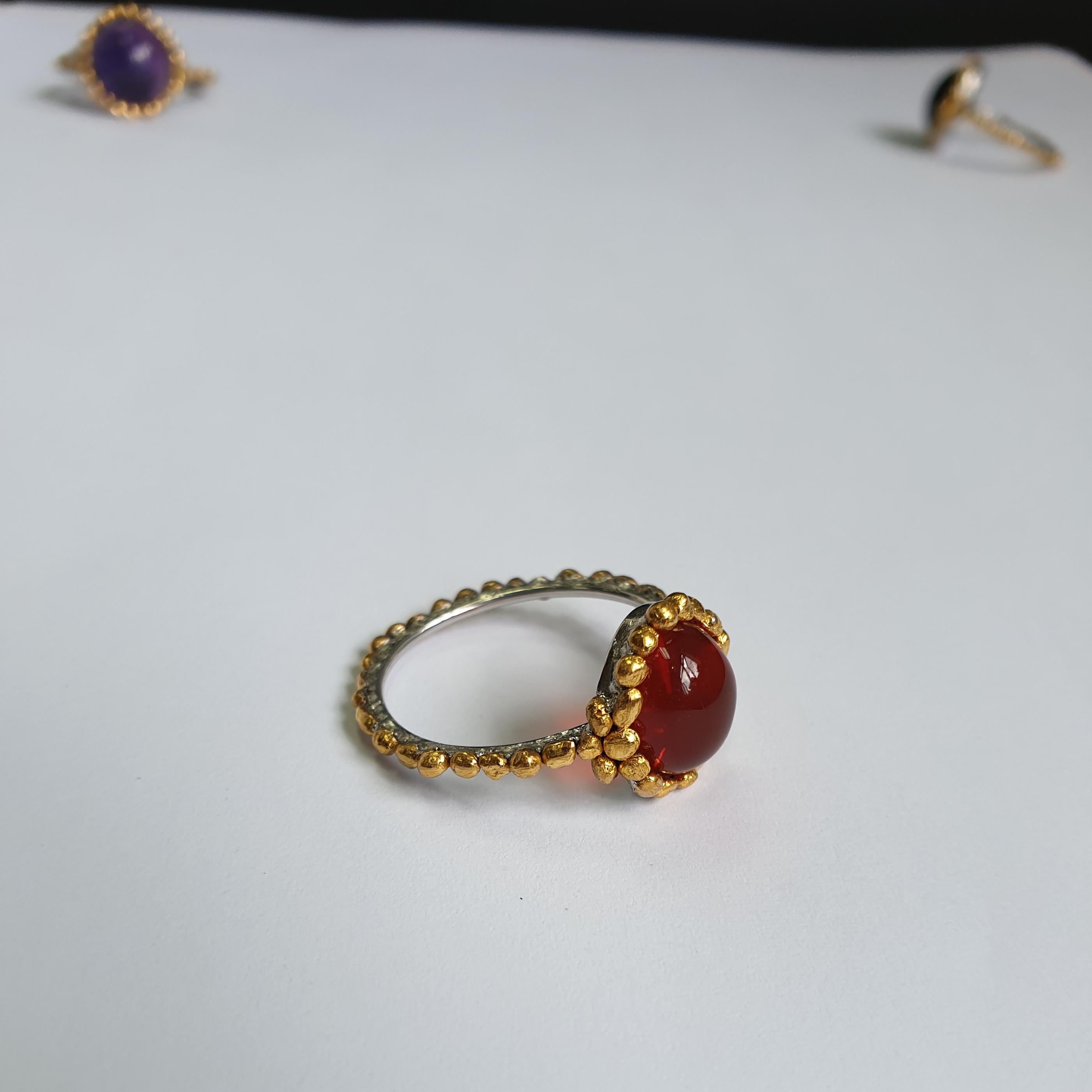 Oval Cut Oval Fire Opal Ring Made in Platinum and 24 Karat Gold For Sale