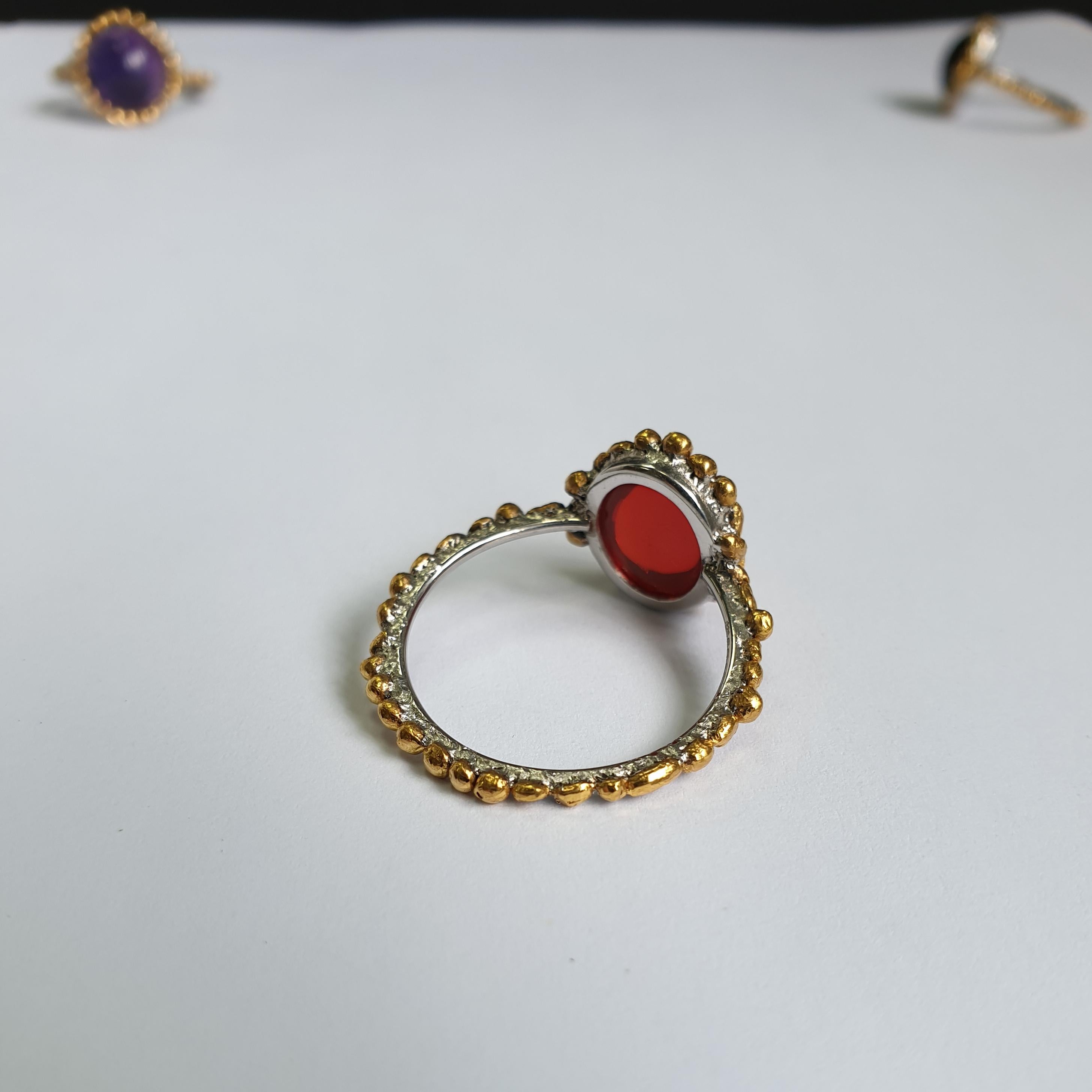 Oval Fire Opal Ring Made in Platinum and 24 Karat Gold In New Condition For Sale In London, London