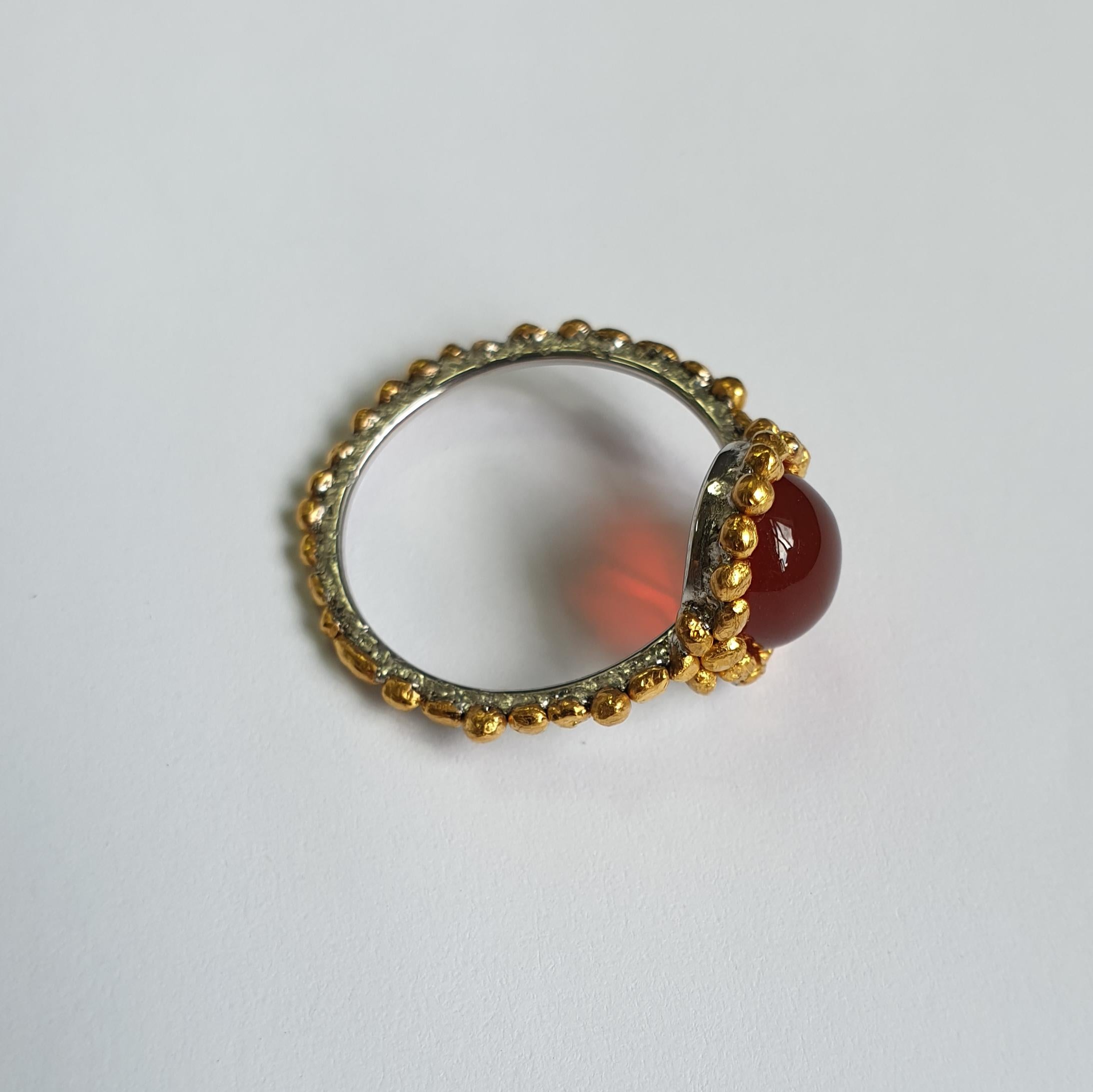 Oval Fire Opal Ring Made in Platinum and 24 Karat Gold For Sale 2