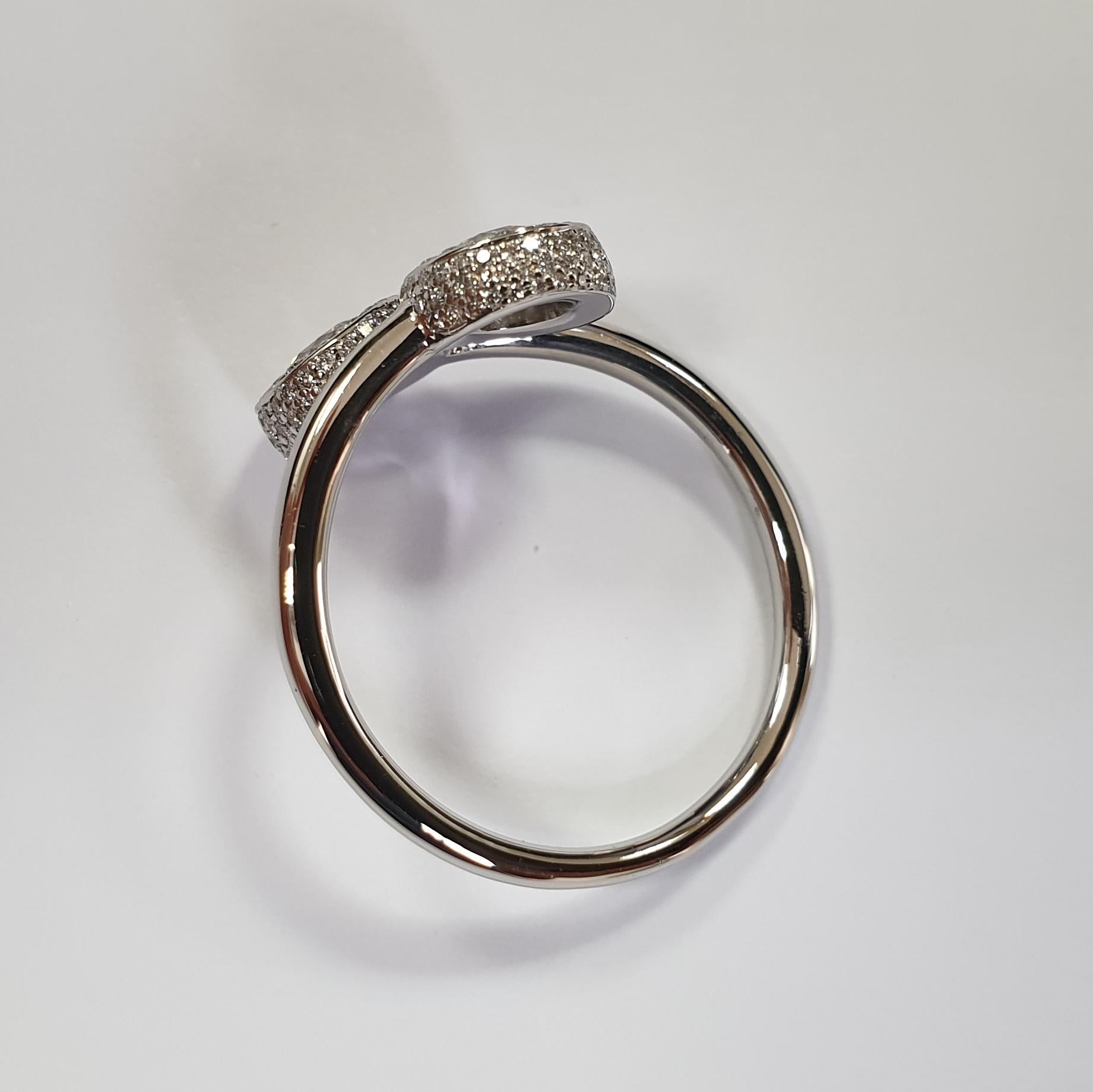 Marcel Salloum Gemini Twin Diamond Halo Ring in Platinum In New Condition For Sale In London, London