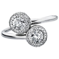 Marcel Salloum Gemini Twin Diamond Halo Ring in Platinum