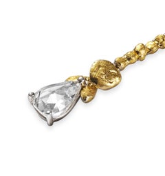 Marcel Salloum L'or Pear Rose Cut Diamond Earrings in 24 Karat Gold and Platinum