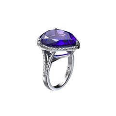 Marcel Salloum Rare Blue 10 Ct Pear Tanzanite Diamond Engagement Ring Platinum