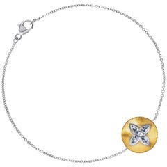 Rose Cut Diamond Shield Bracelet in Platinum and 24 Karat Gold