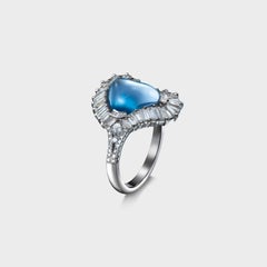 Sugar Loaf Topaz and Diamond Baguette Cocktail Ring Platinum