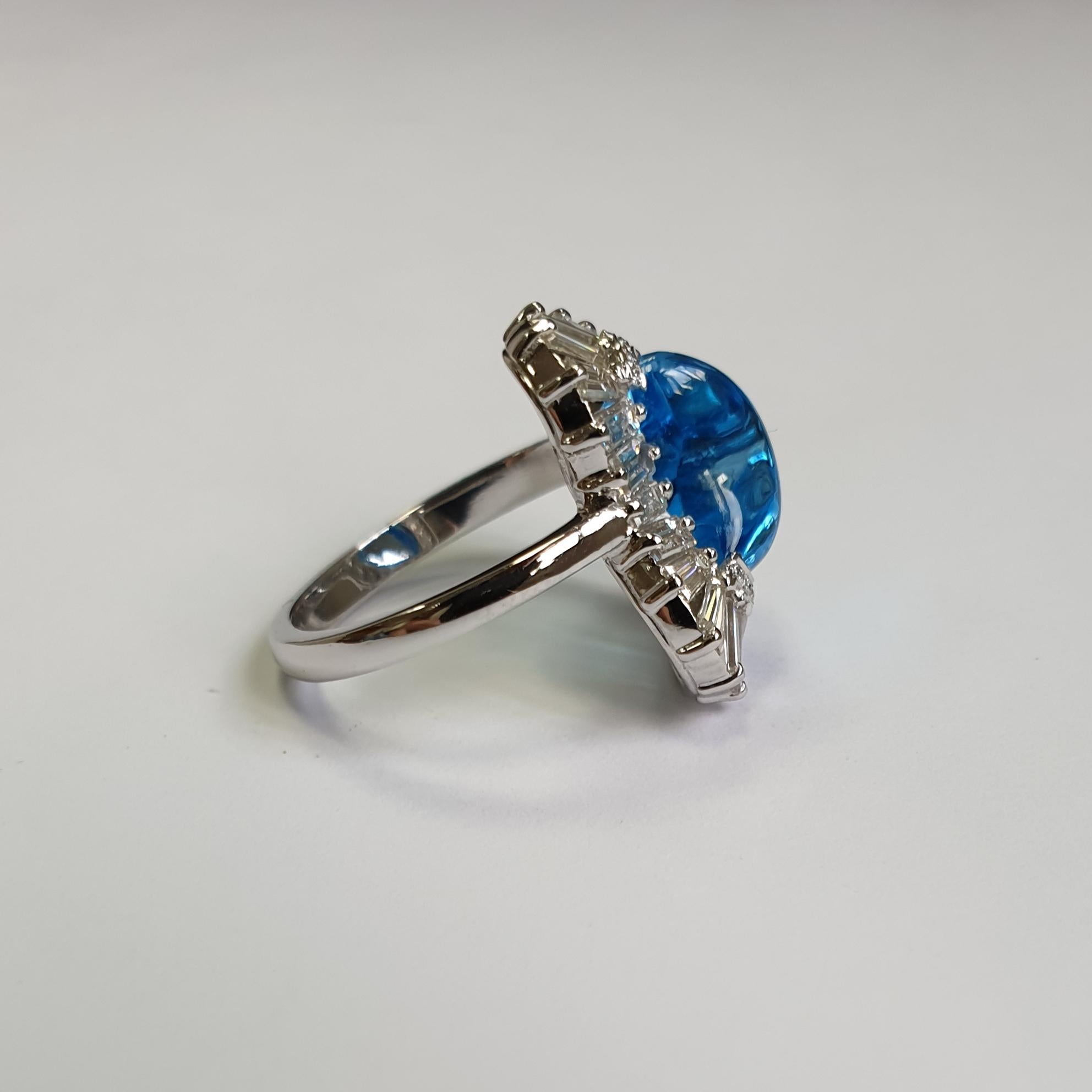 Sugar Loaf Topaz and Diamond Baguette Cocktail Ring Platinum In New Condition For Sale In London, London