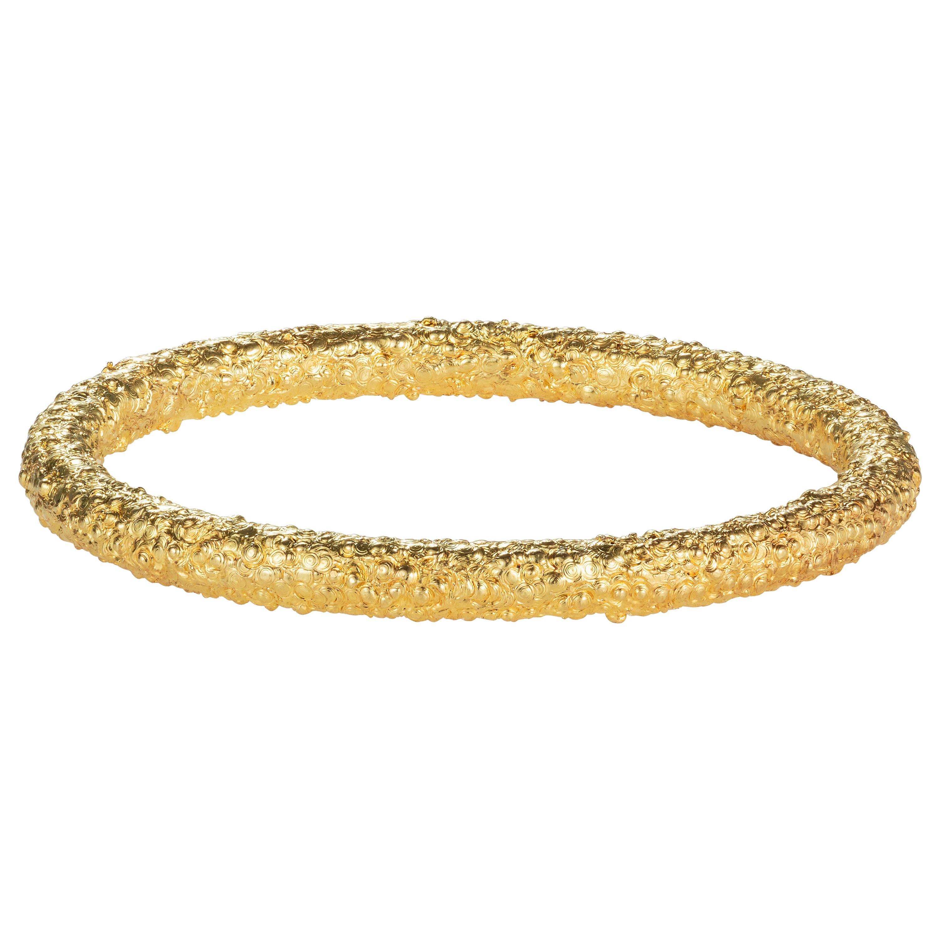 Twigs Textured Band 18 Karat Yellow Gold For Sale