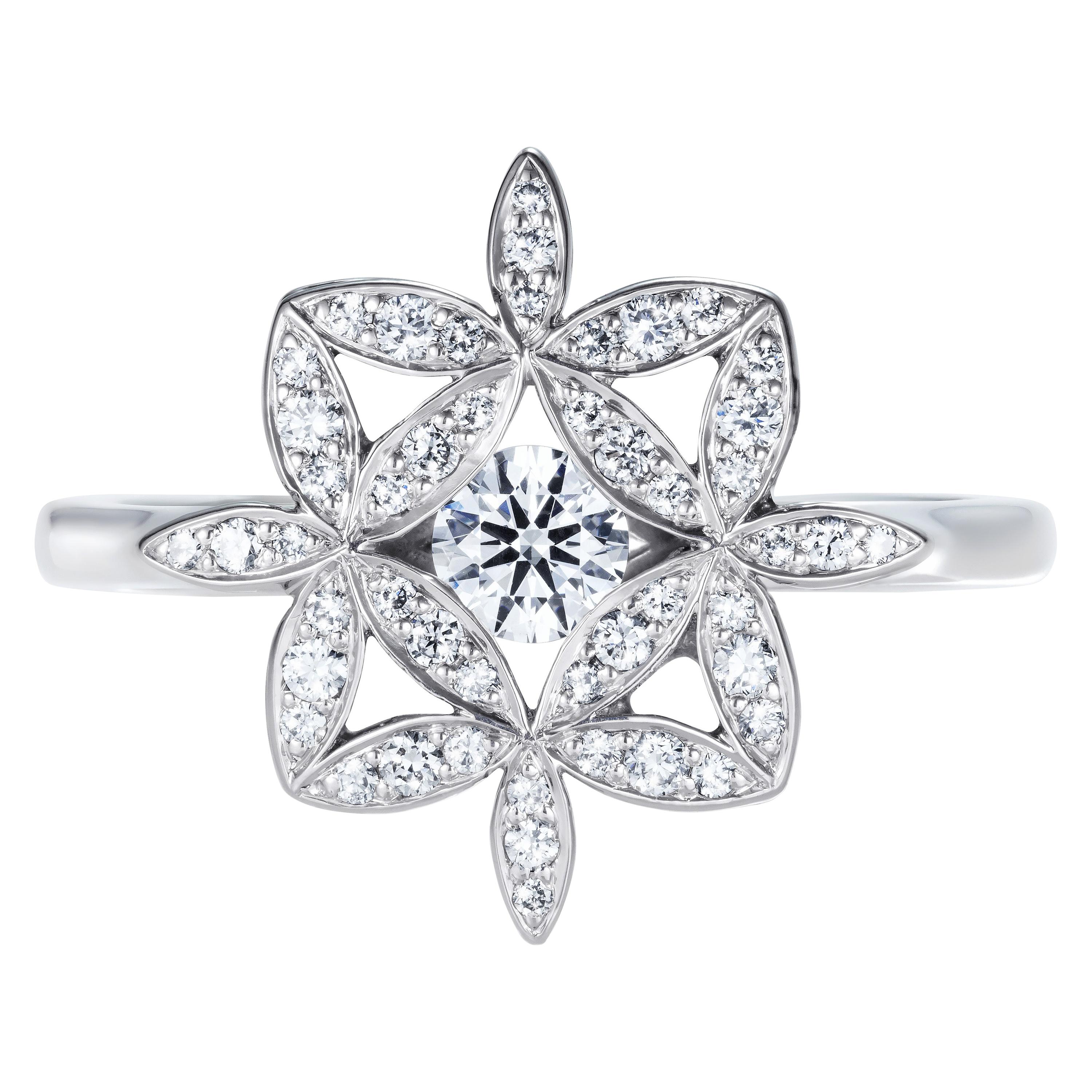 Marcel Salloum Yasmin Flower of Life Diamond Ring in 18 Karat Gold For Sale