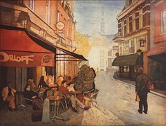 ''Het Wed'' Contemporary Color Etching of a Street in the Netherlands, Utrecht