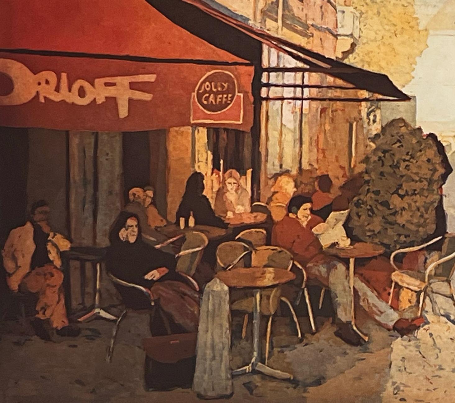 ''Het Wed'' Contemporary Color Etching of a Street in the Netherlands, Utrecht - Beige Figurative Print by Marcel Schellekens