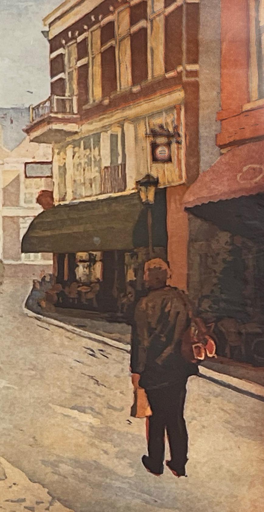 ''Het Wed'' Contemporary Color Etching of a Street in the Netherlands, Utrecht For Sale 1