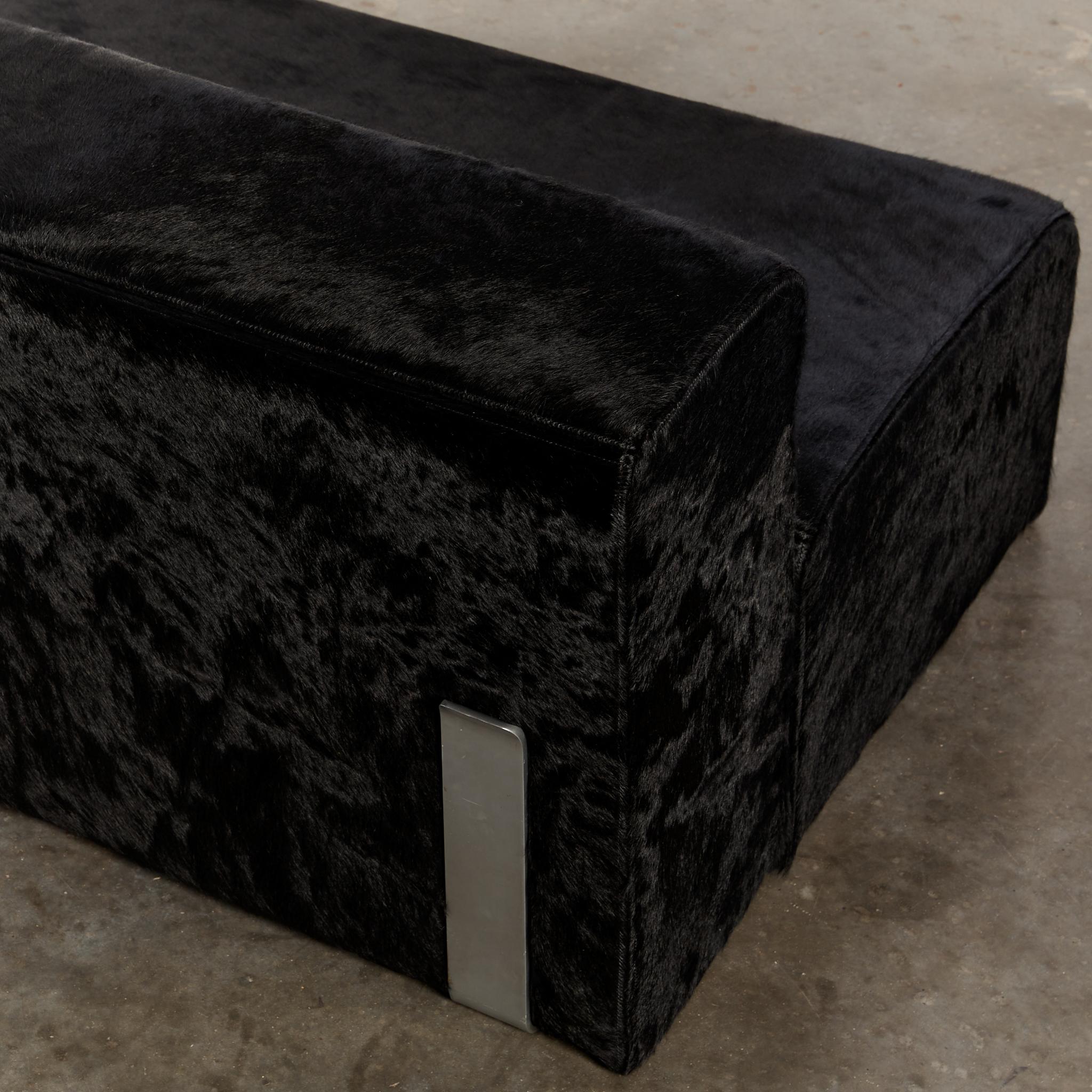 Marcel sofa settee by Kazuhide Takahama for Gavina reupholstered in hair on hide For Sale 7