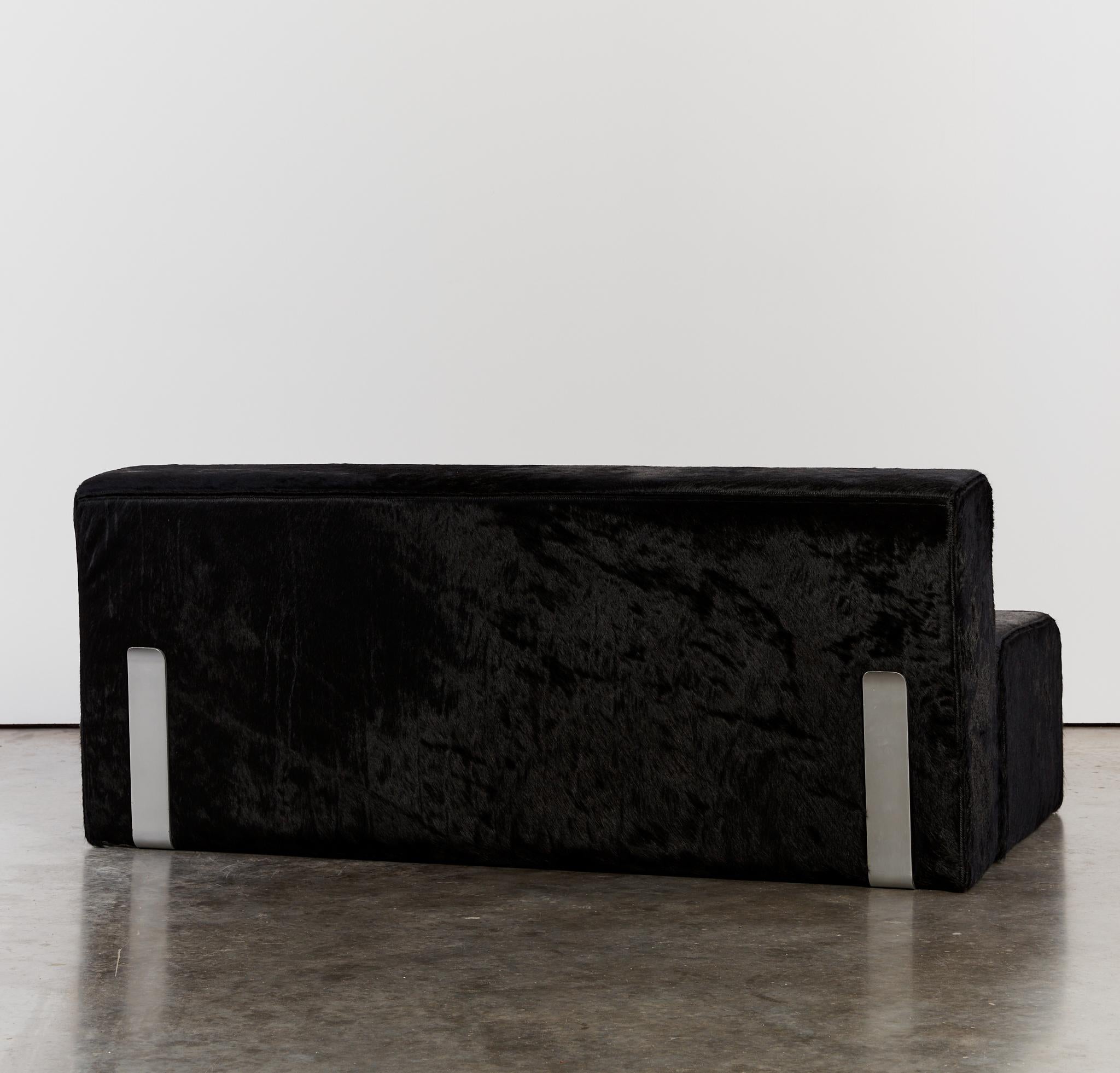 20th Century Marcel sofa settee by Kazuhide Takahama for Gavina reupholstered in hair on hide For Sale