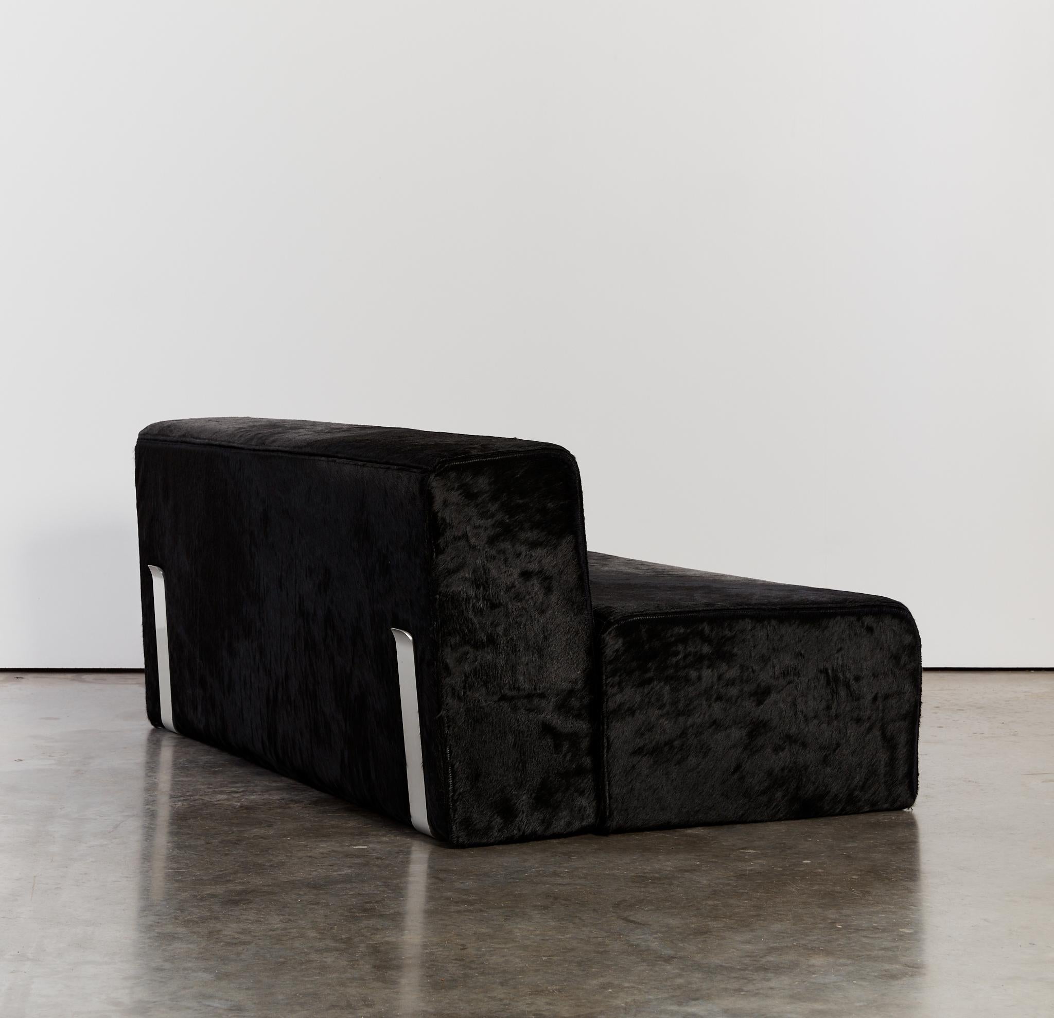 Marcel sofa settee by Kazuhide Takahama for Gavina reupholstered in hair on hide For Sale 1