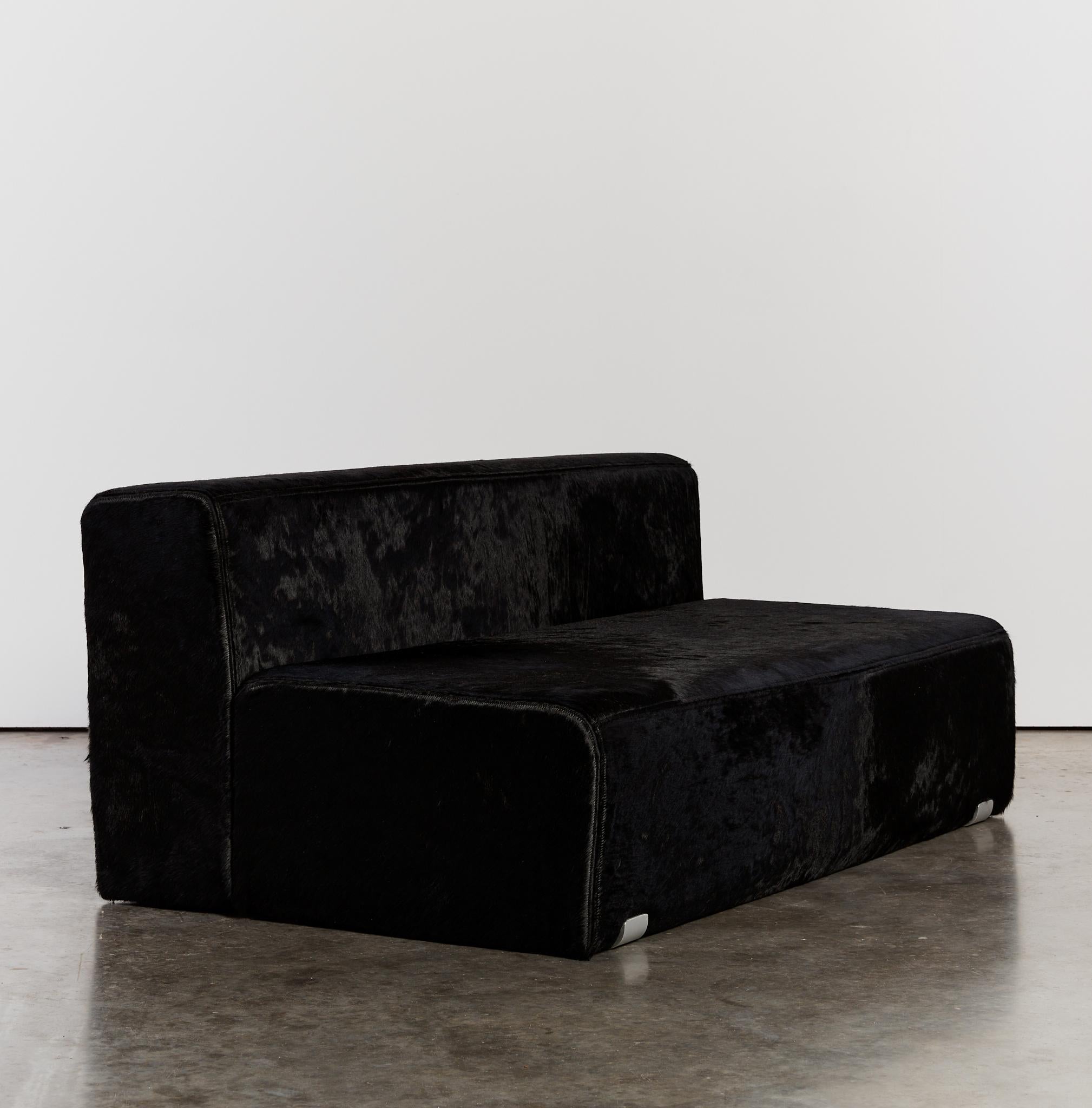 Marcel sofa settee by Kazuhide Takahama for Gavina reupholstered in hair on hide For Sale 2