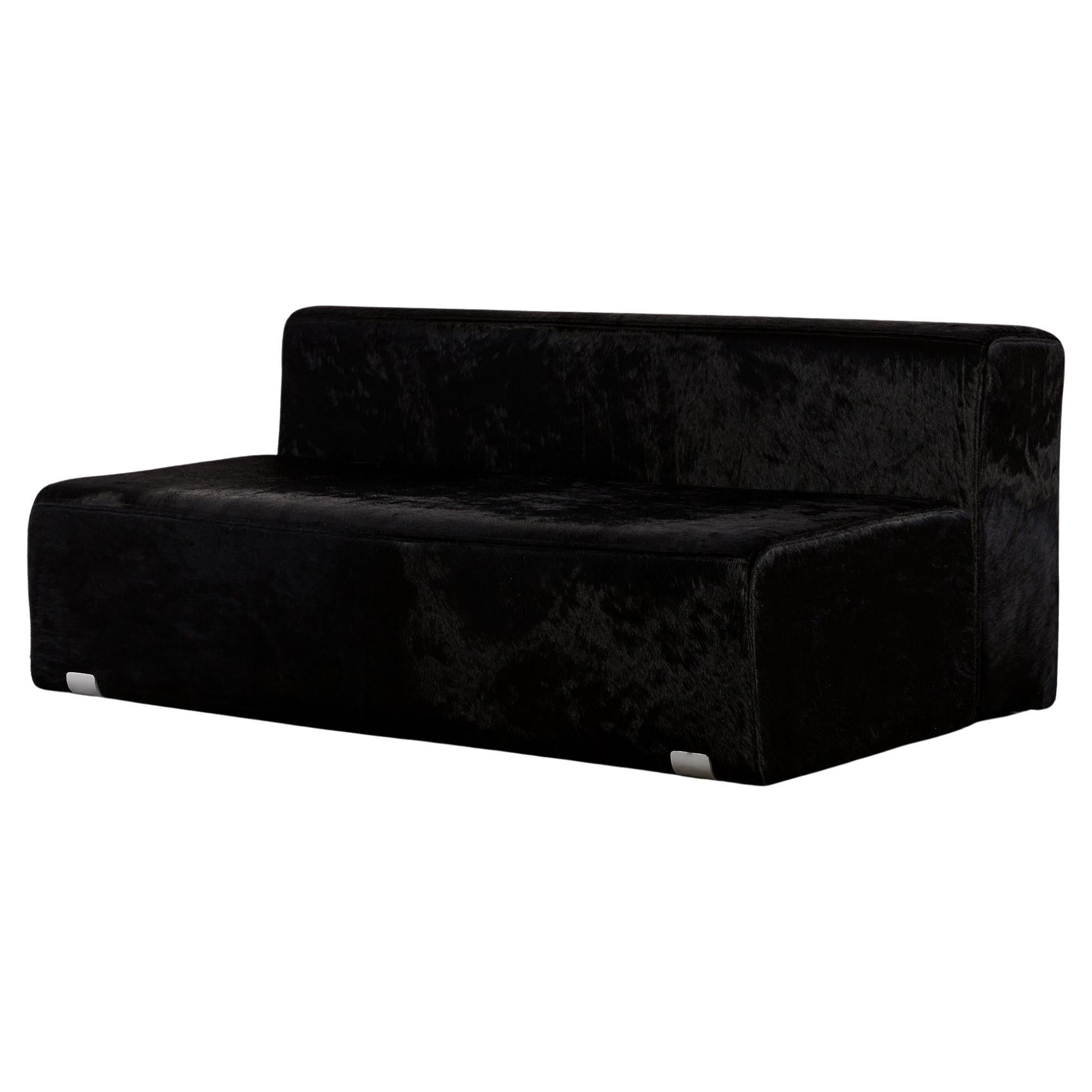 Marcel sofa settee by Kazuhide Takahama for Gavina reupholstered in hair on hide For Sale
