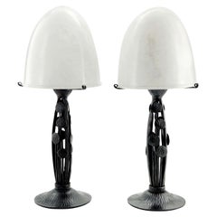 Marcel Vasseur, French Art Deco One or Pair of Alabaster Table Lamps, 1920s