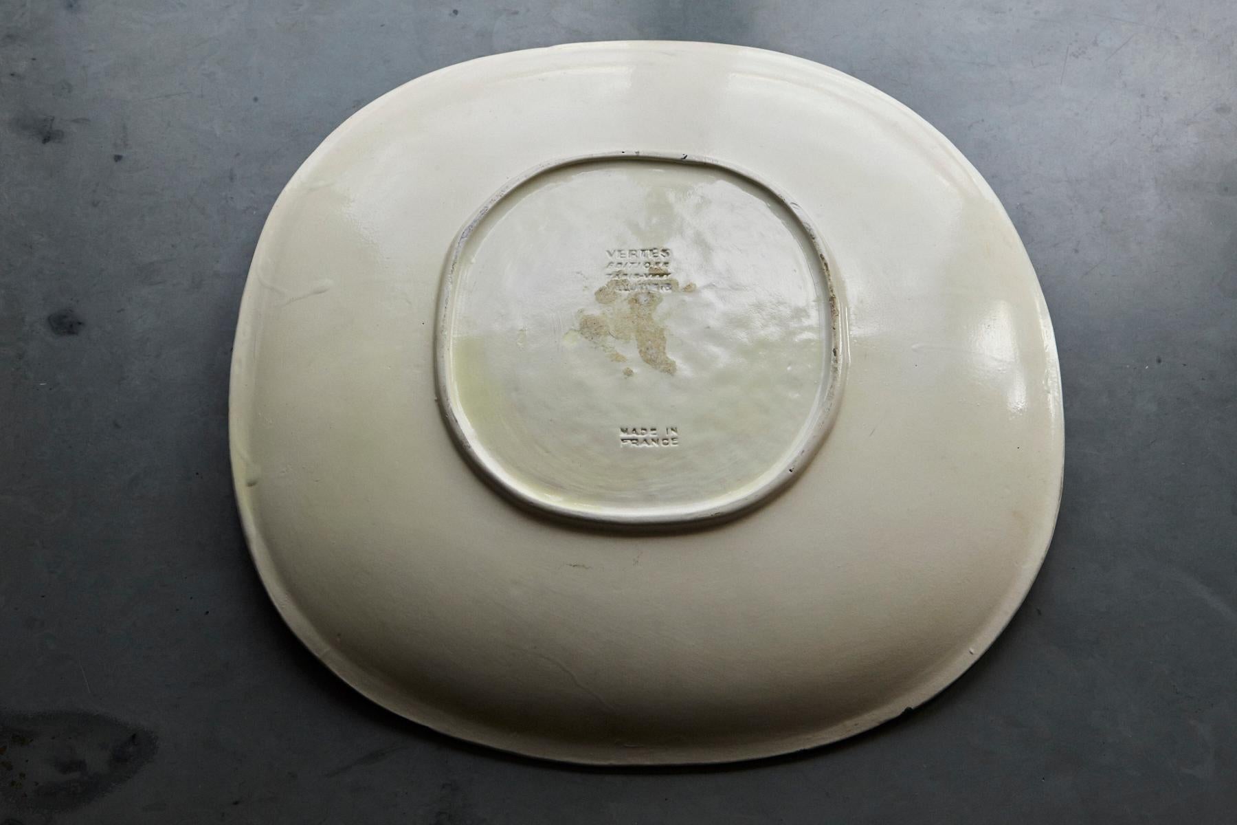 Marcel Vertès Plato de cerámica Tete De Femme, Firmado, Edición 8/100, Vallauris, años 50 en venta 3