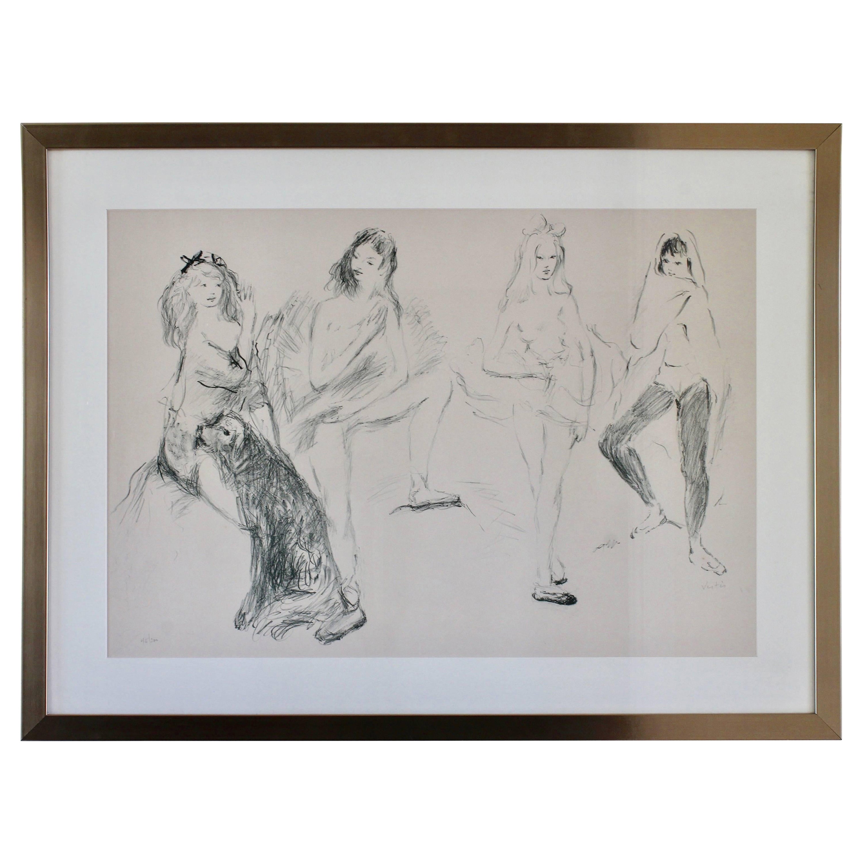 Marcel Vertes Litografía Bailarinas Firmada Numerada Colección Vincent Price Años 60