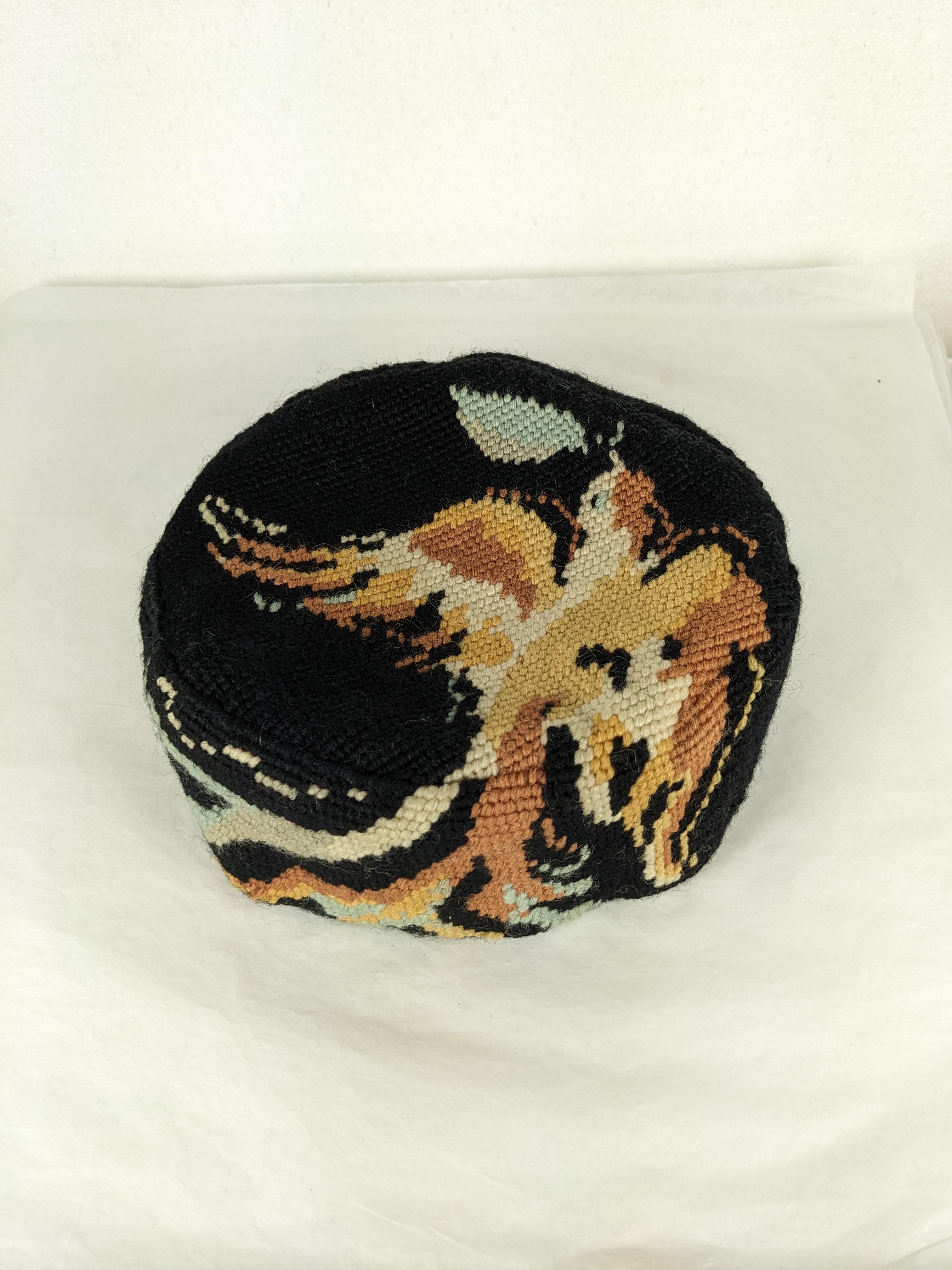 Marcel Vertes Needlepoint Cross Stitch Pill Box Hat, 1940 For Sale 2