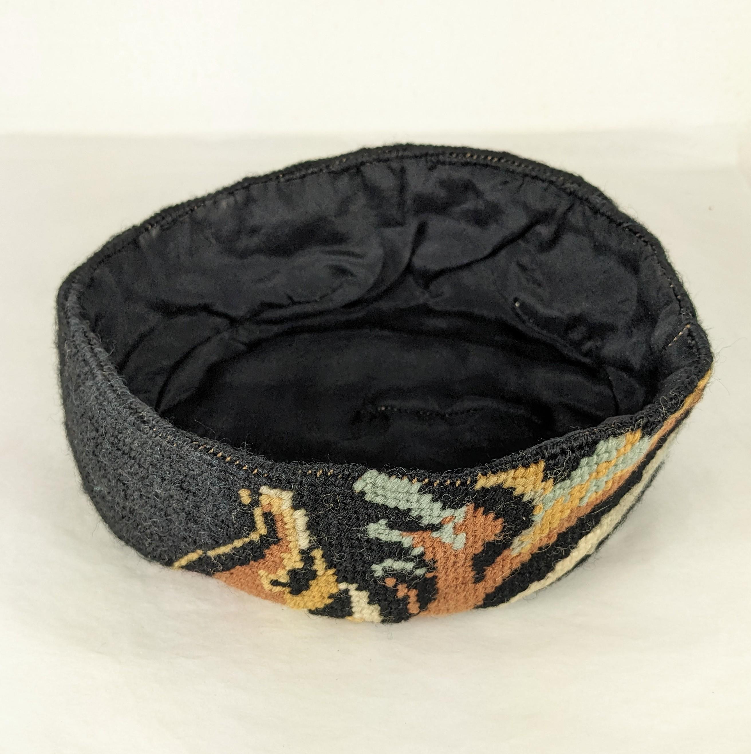 Marcel Vertes Needlepoint Cross Stitch Pill Box Hat, 1940 For Sale 4