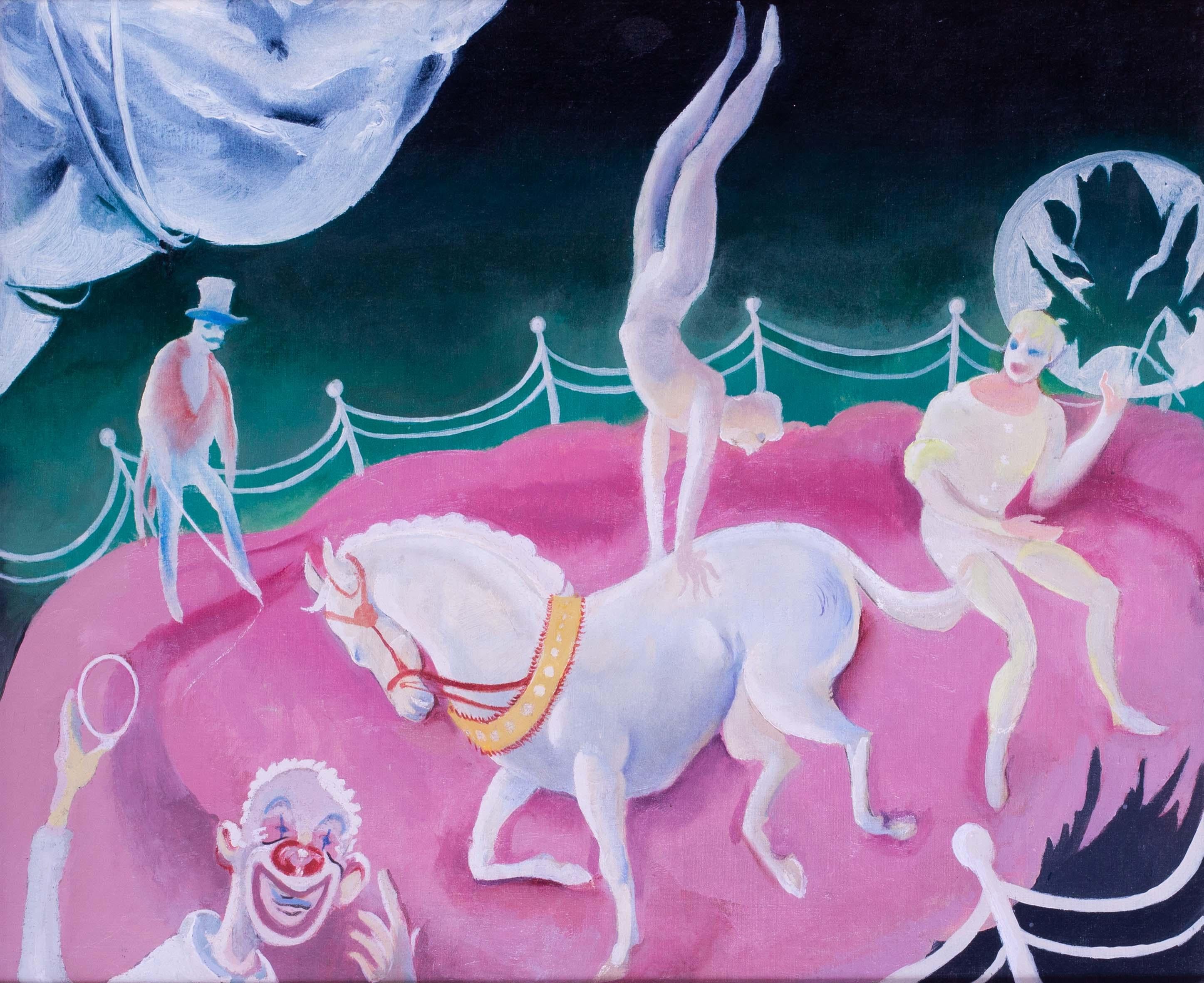 performance de cirque, huile sur toile de l'artiste français/hungarian Marcel Vertes - Painting de Marcel Vertès