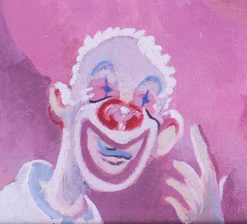 performance de cirque, huile sur toile de l'artiste français/hungarian Marcel Vertes - Violet Figurative Painting par Marcel Vertès